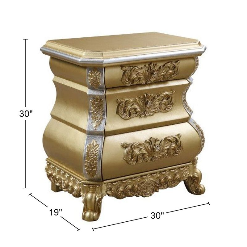 Simple Relax Royal-style 3-drawer Nightstand in Gold image number 1