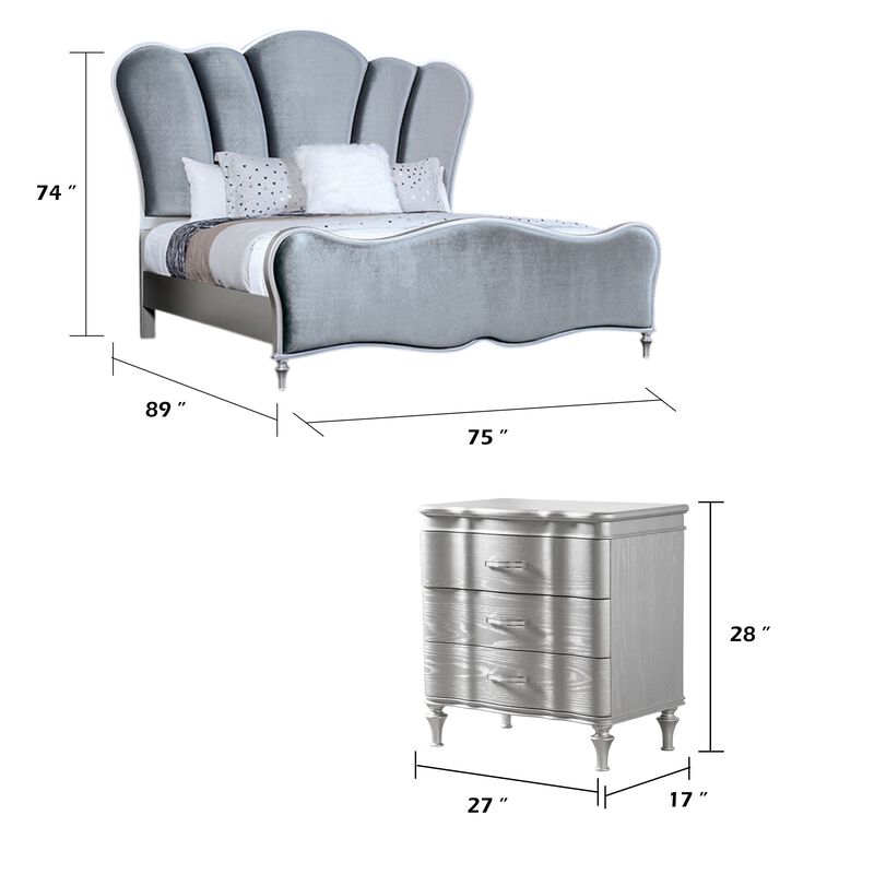Bedroom Set, Wood, 3 Piece Set with 2 Nightstands image number 7