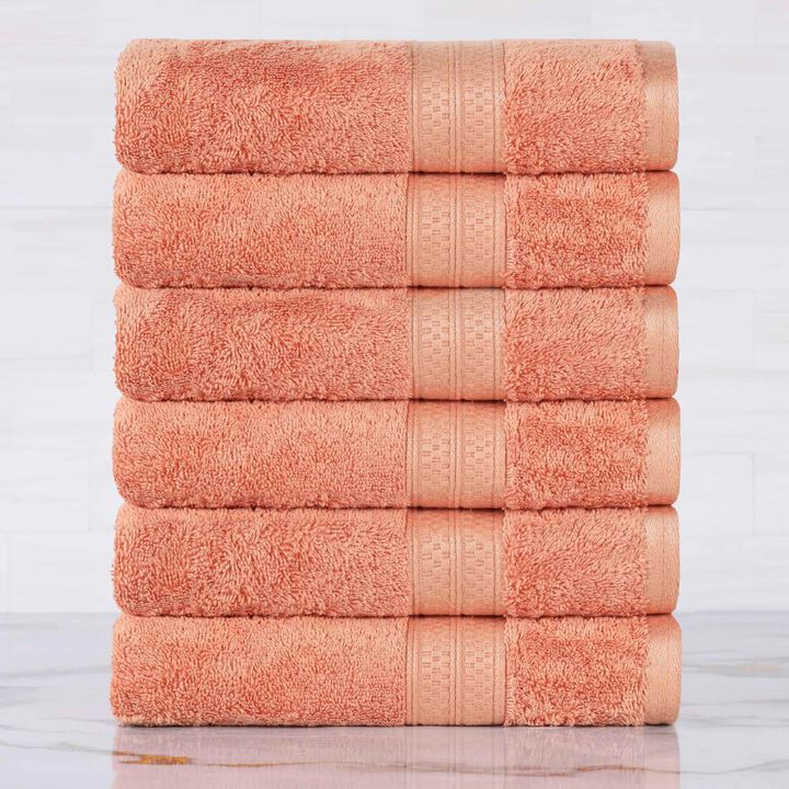 Heavyweight 6 Piece Hand Towel Set with Plush Rayon Blend Fabric