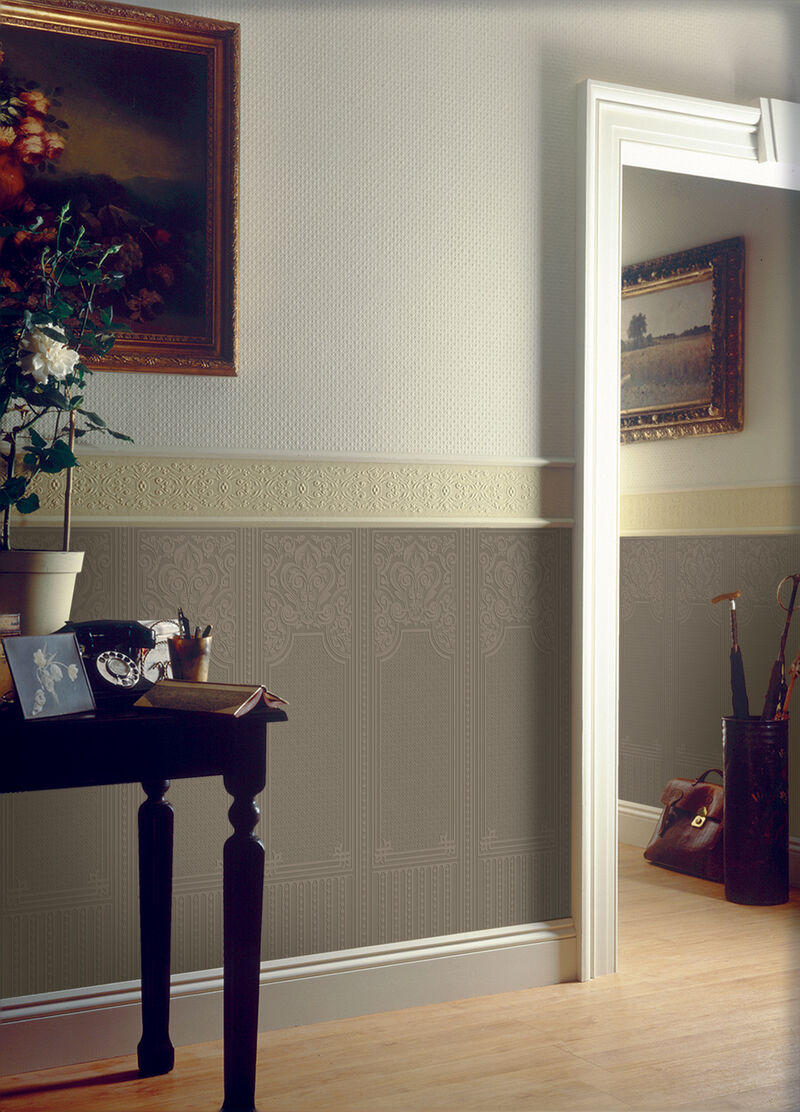 Oriental White Paintable Dado Wallpaper image number 2