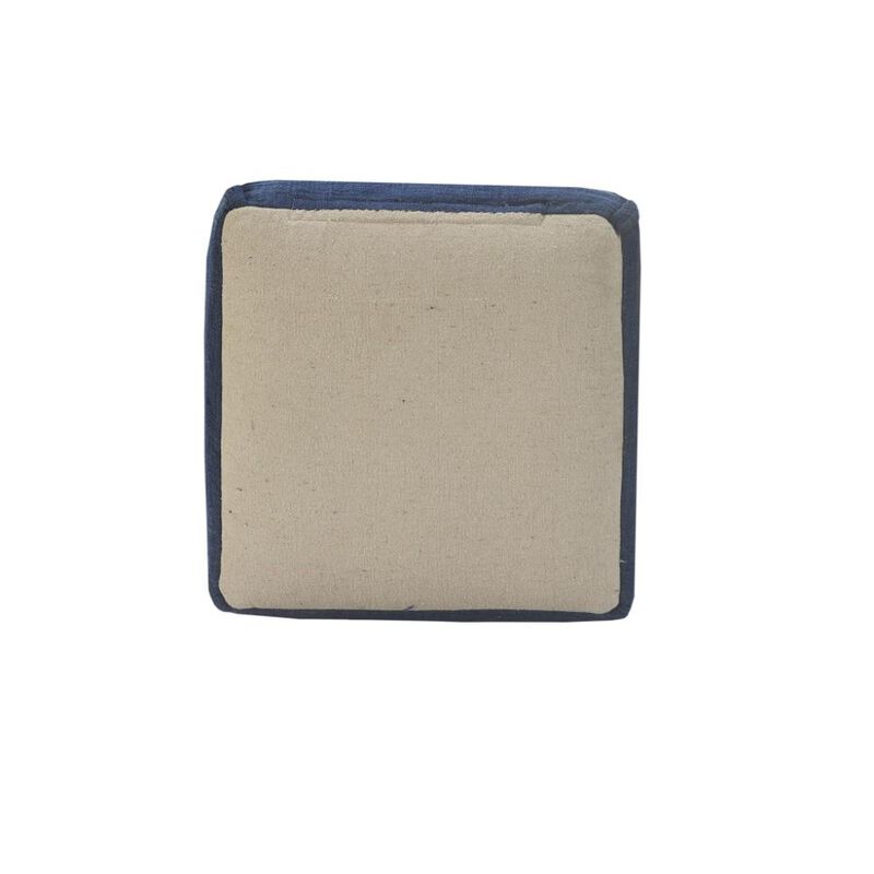 Hivvago 18 Inch Blue Cotton Patchwork Pouf Ottoman