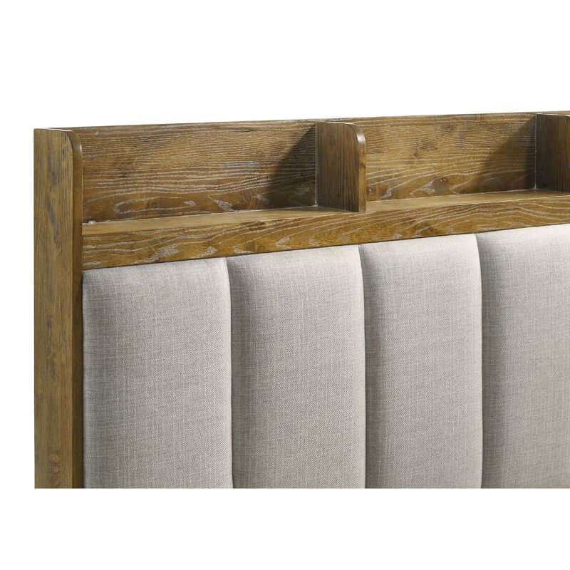 Nolan Panel Bed, Channel-Tufted Fabric, Wood image number 5