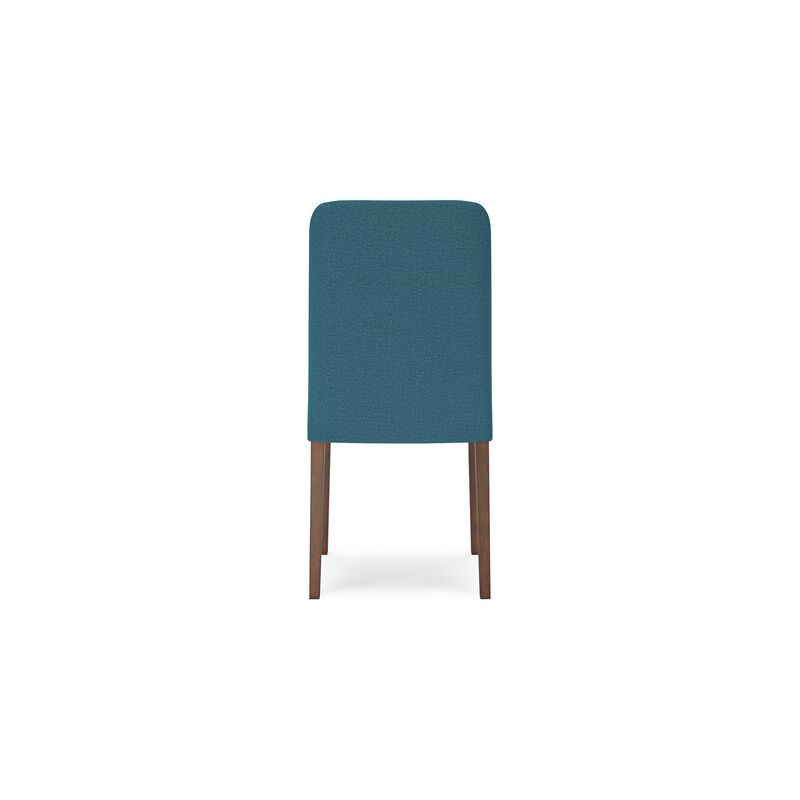 Jeyn Dining Side Chair Set of 2, Solid Hardwood, Blue Polyester Fabric - Benzara