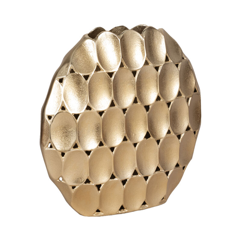 Metal 13" Oval Vase, Champagne image number 2