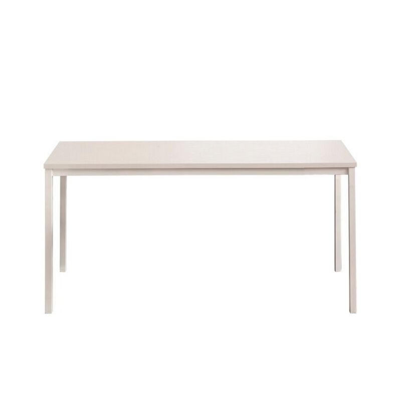 Rary Computer Desk, 47 Inch, White Metal Frame, Matching Wood Top - Benzara