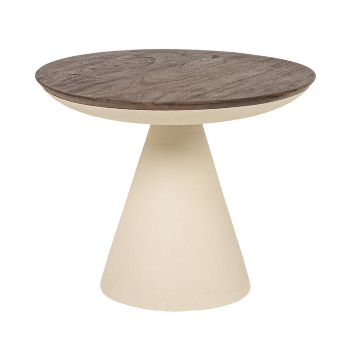 Cream Mango Wood & Iron Accent Table, Large