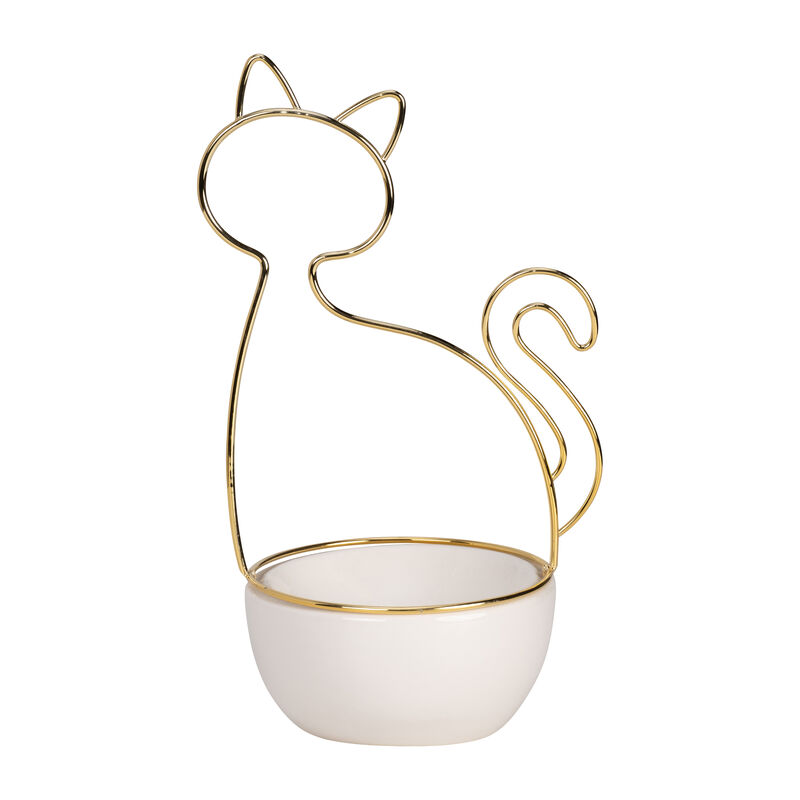 10"H Cat Trinket Tray, White image number 3