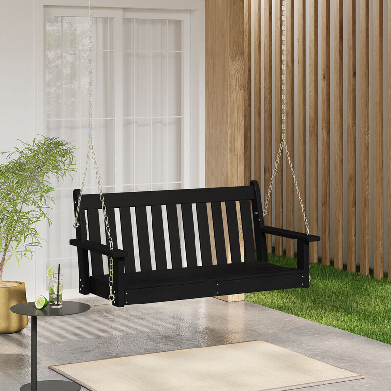 WestinTrends Outdoor Patio HDPE Hanging Front Porch Swing Bench