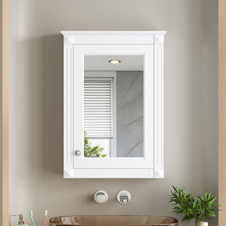 ELEMENT ACE 20 Inch Wall Mounted Bathroom Storage Cabinet with Mirror and Adjustable Shelves - Modern Space Saving Medicine Cabinet