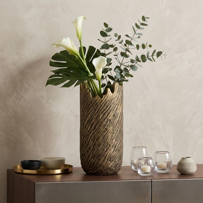 HomeRoots 17" Gold Abstract Aluminum Table Vase image number 1
