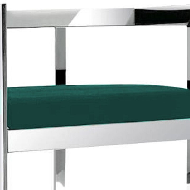 Hivvago 26 Inch Green and Silver Velvet and Stainless Steel Low Back Counter Height Bar Chair