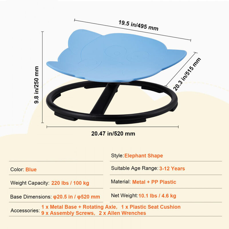 360&deg; Rotating Kids Chair Elephant Design Sensory Seat for Toddlers image number 2