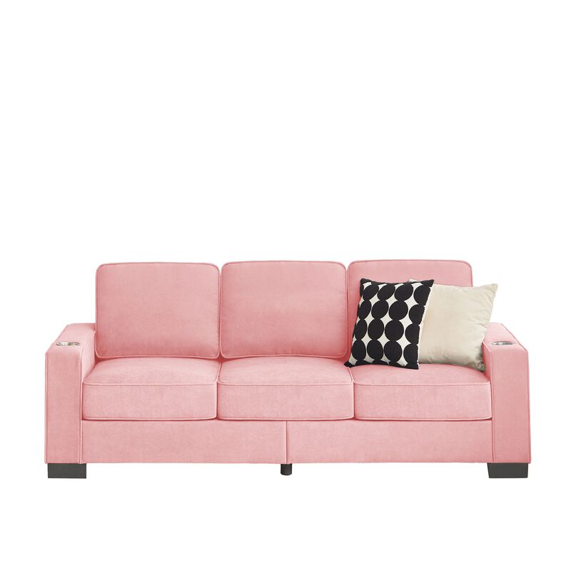 Stest 83.86" Modern 3-Seater Snowfleece Fabric sofa image number 0