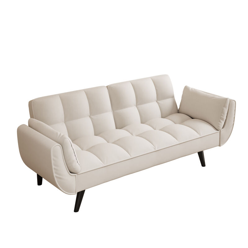 Merax Adjustable Sofa Bed with Clustered Cushions & Even Stitching Converts to Bed for Overnight Guests image number 0