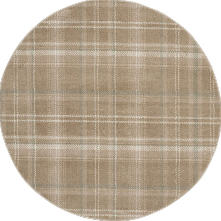 HomeRoots Plaid Round Rug
