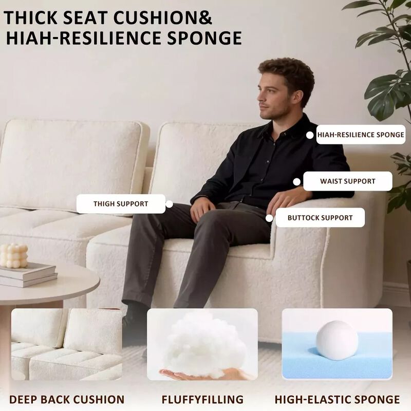 Vipbear 110.5" Cloud Modular Sectional Sofa, Convertible L Shaped Couch with Reversible Chaise image number 3