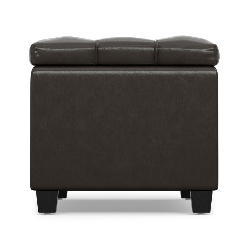 Sienna 33 inch Wide Transitional Rectangle Storage Ottoman Bench in Tanners Brown Vegan Faux Leather, Assembled image number 3