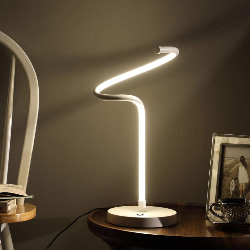 Hivvago 18" White Curvy Spiral LED Table Lamp