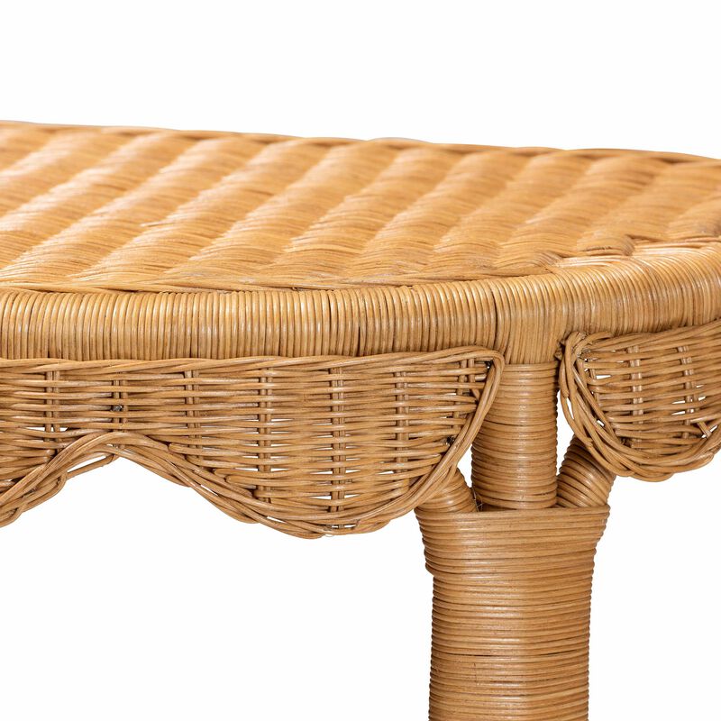 bali & pari Paisley Coastal Scallop Light Honey Rattan Console Table