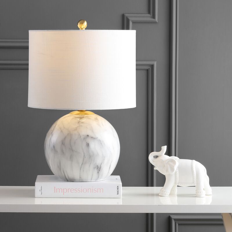 Luna Faux Marble Resin LED Table Lamp