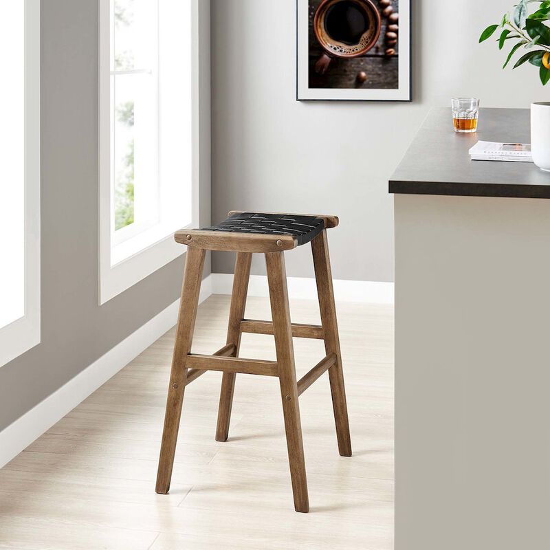 Saoirse Leather Wood Bar Stool Set of 2 image number 7
