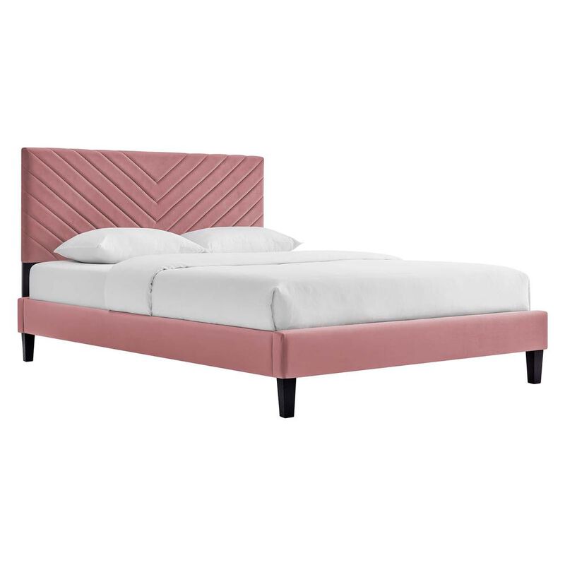 Roxanne Performance Velvet Queen Platform Bed image number 0