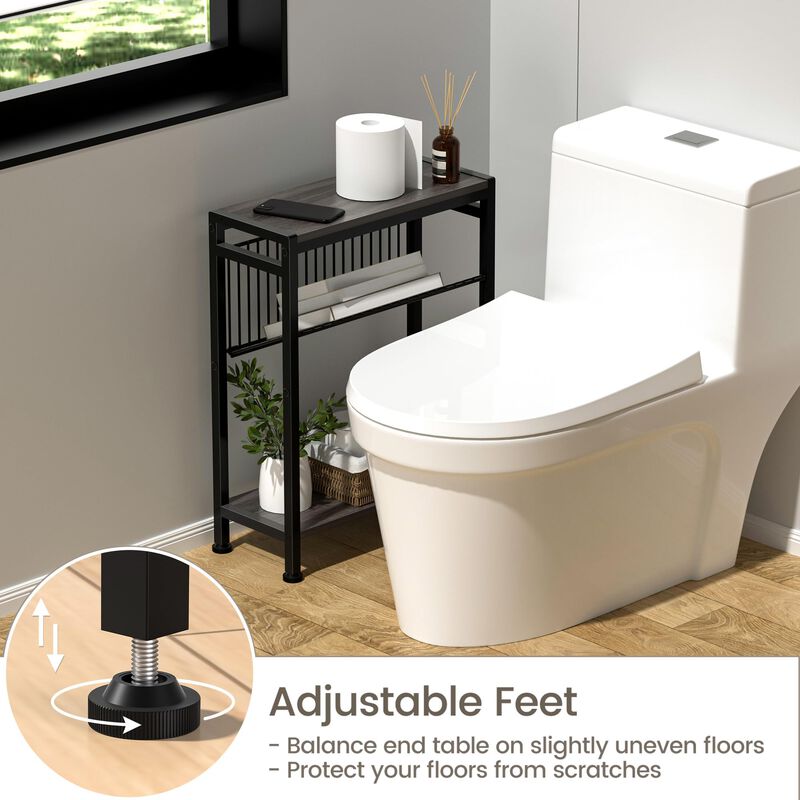 Small End Table Set of 2 for Small Space, 3-Tier Narrow Side Table with Magazine Holder,Small Nightstand, Skinny Snack Couch Tab