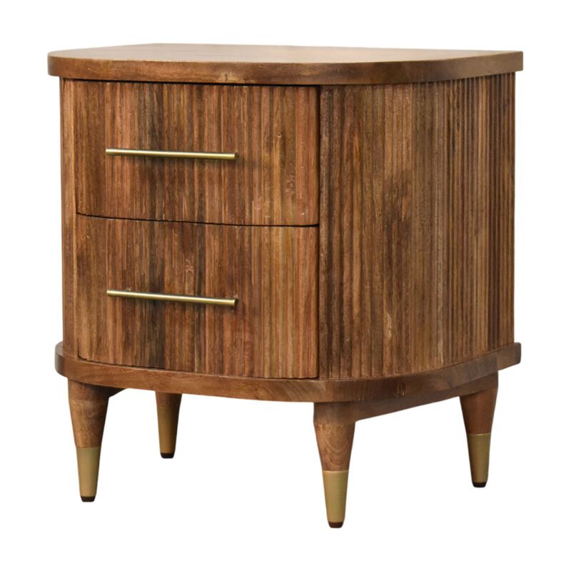 Artisan Furniture Solid Wood Curved 2 Drawer Bedside, Brown image number 2