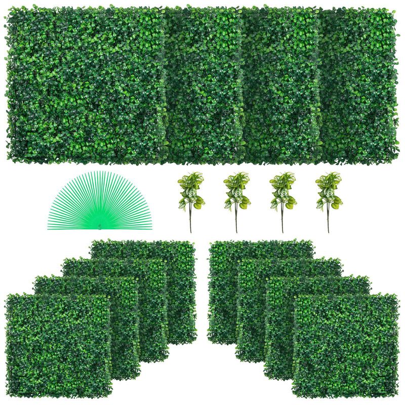 12PCS Artificial Boxwood Panels, Faux Hedge Wall Panels for Indoor Outdoor Decor image number 1