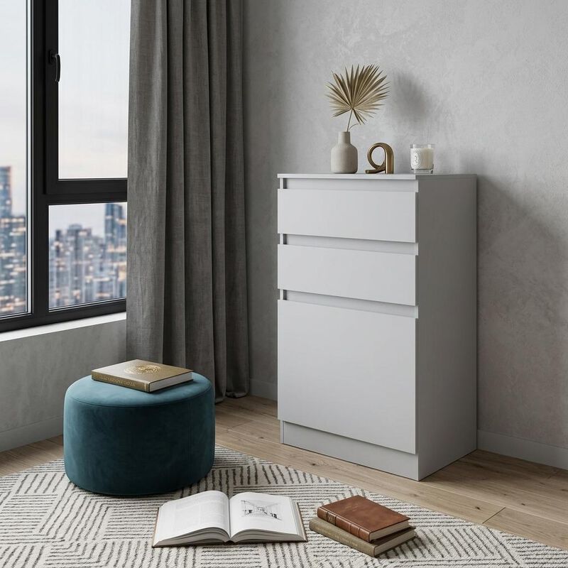 HomeRoots 23" White Wood Two Drawer Dresser image number 1
