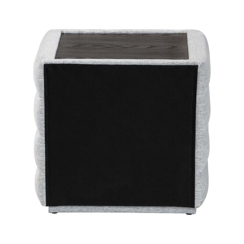 Baxton Studio Cadmus Modern Light Grey Channel Tufted Fabric 2 Drawer Nightstand