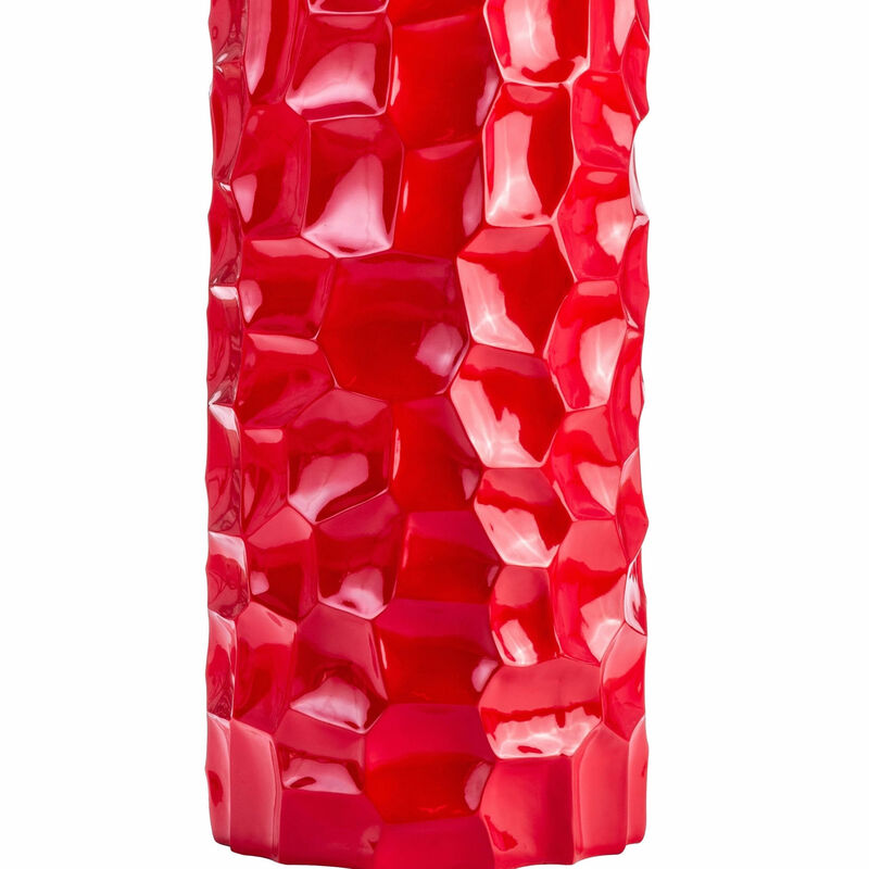Hivvago 36 Inch Red Faceted Geometric Resin Floor Vase