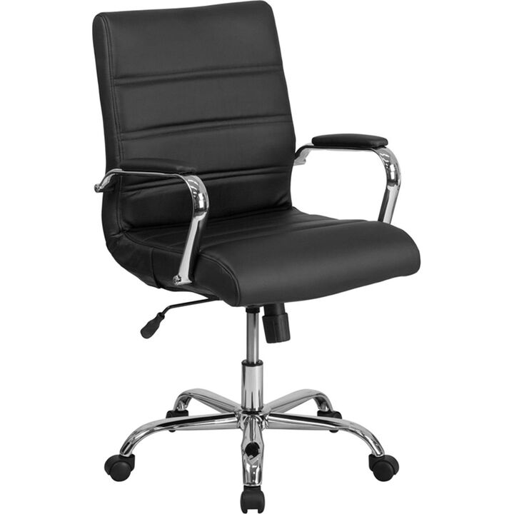 Flash Furniture  Mid-Back  Leather Executive Swivel Chair with Chrome Base & Arms