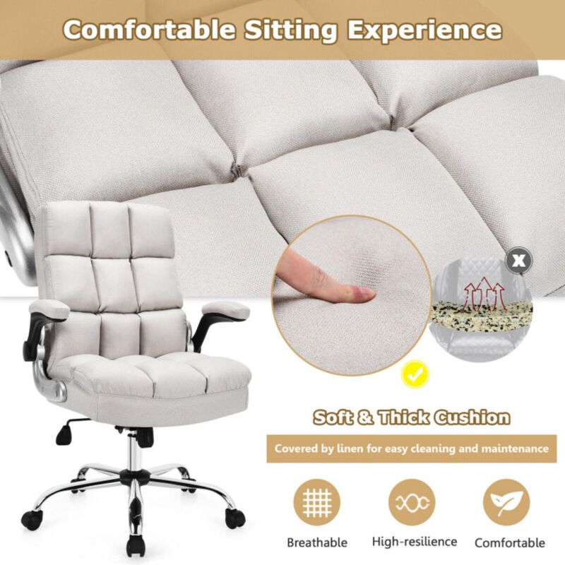 Hivvago Adjustable Swivel Office Chair with High Back and Flip-up Arm for Home and Office
