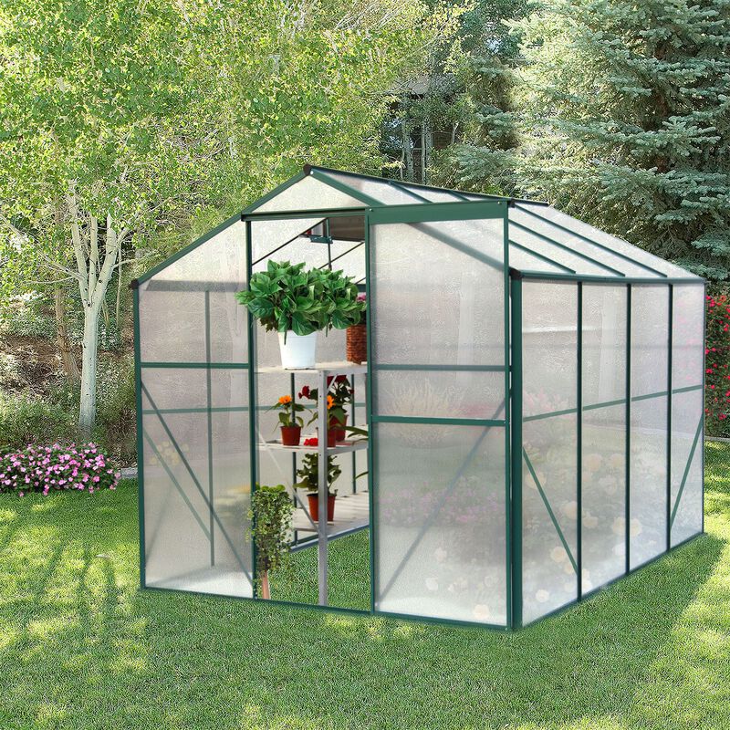 Polycarbonate Greenhouse,6'x 8' Heavy Duty Walk-in Plant Garden Greenhouse for Backyard/Outdoor image number 1