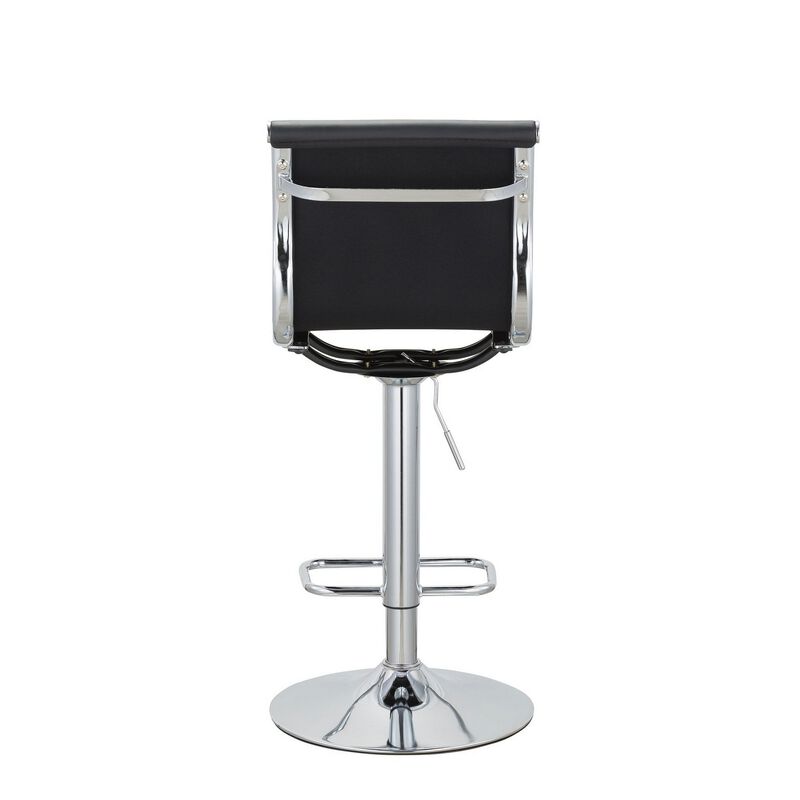 Beli 24-31 Inch Barstool Chair, Set of 2, Adjustable Height, Chrome, Black - Benzara image number 3