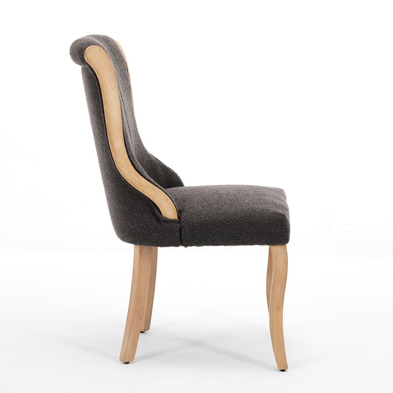 GOODSILO Mid-Century Modern Upholstered Dining Chairs with Curved Wood Trim and Sculpted Legs for Comfortable Seating in Sets of Two image number 5