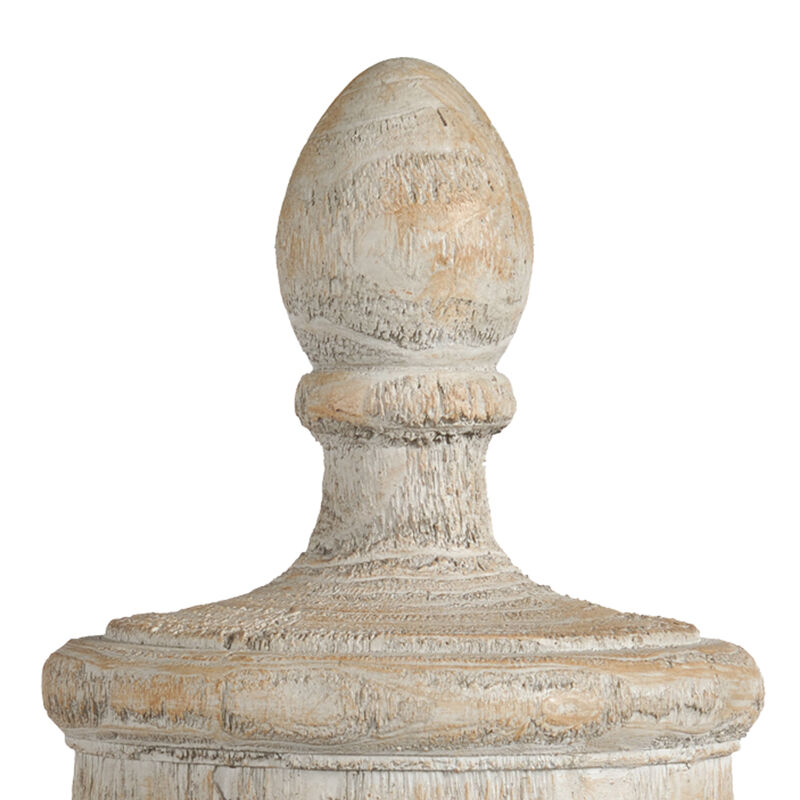 22 Inch Classical Accent Decor Statuette, Turned Finial Design, Off White - Benzara