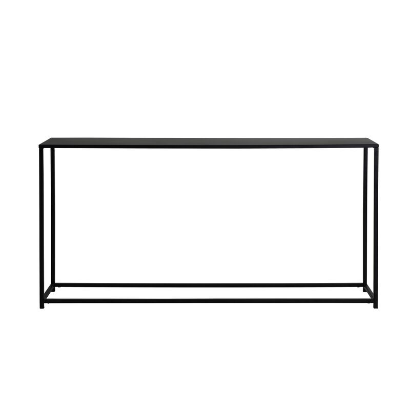 Eme 56 Inch Console Sofa Table, Rectangular Top, Modern Black Metal Frame