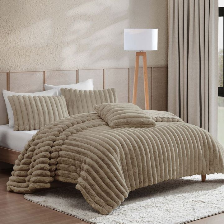 Channel Faux Fur 3 pc Twin Taupe