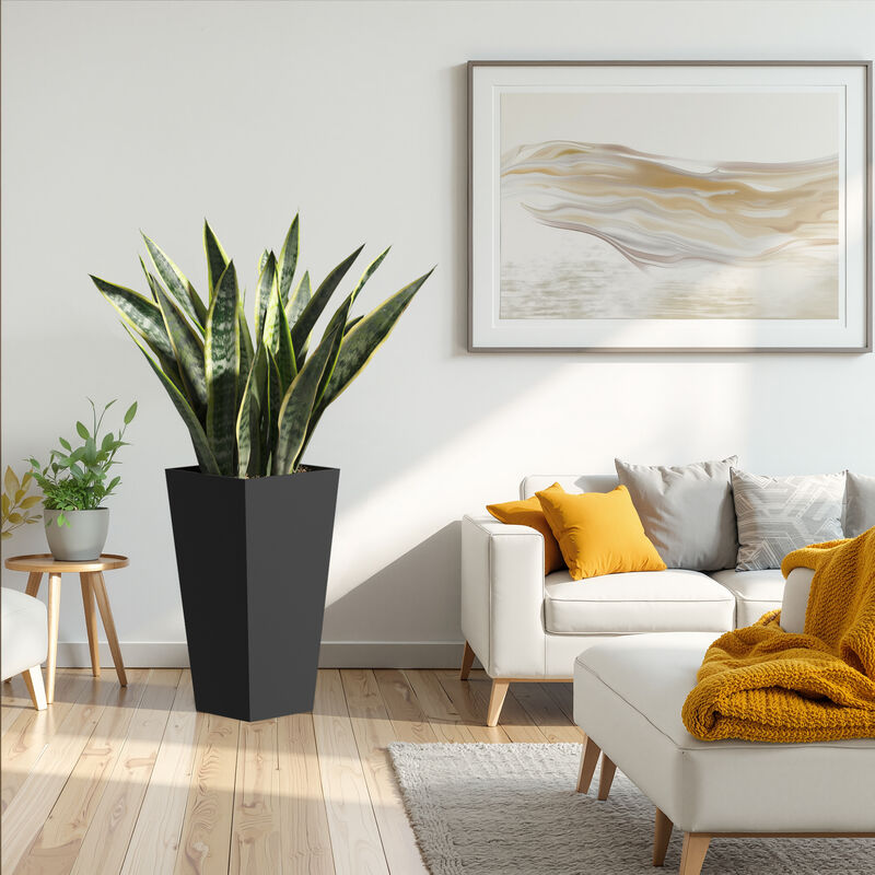 Metal Tapered Planter Garden Plant Pot with Drainage Hole and Rubber Plug