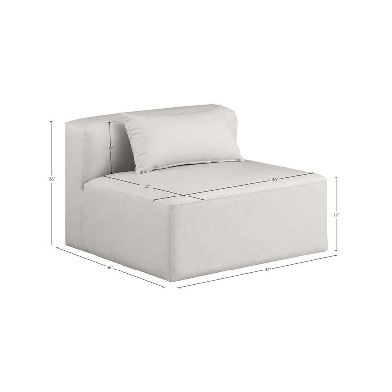 Meridian Furniture Cube Cream Vegan Leather Armless Chair