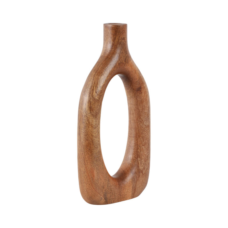 14x7" Open Cut-out Wood Vase image number 2