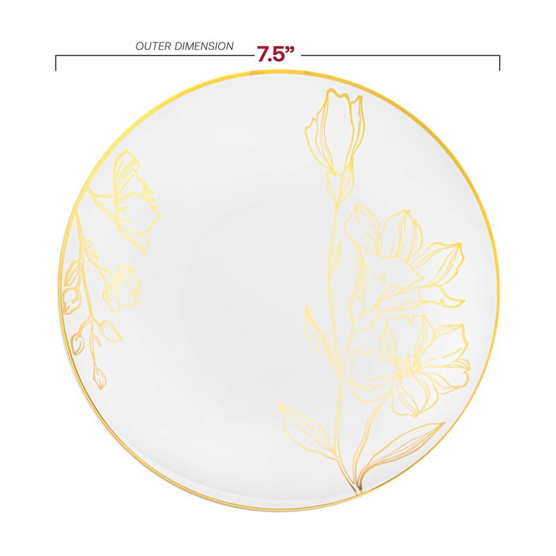 White with Gold Antique Floral Round Plastic Dinnerware Value Set (40 Sets) image number 3