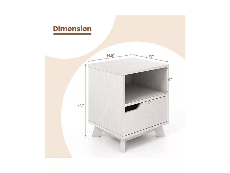 Nightstand Sofa Side End Table with Storage Shelf & Drawer Space-Saving. image number 1