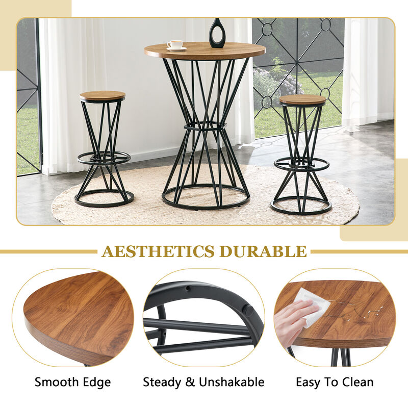 Whisen 31.5" Bar Set, 3-Piece MDF Metal Industrial Style for Home Kitchen image number 2