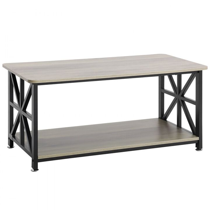 Rectangle Coffee Table with Open Storage Compartment for Living Room and Bedroom