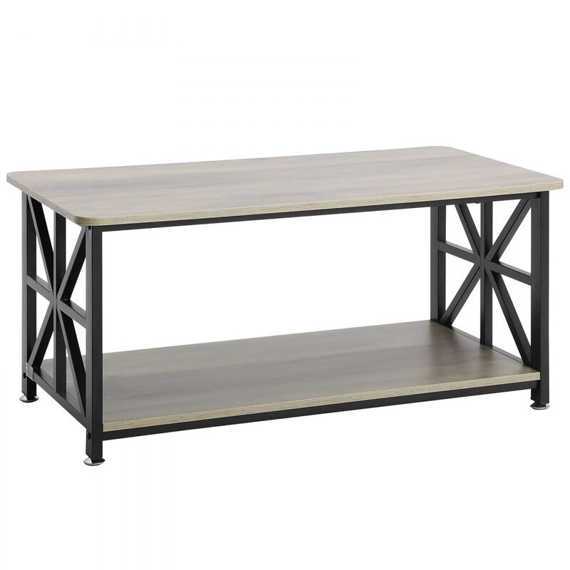 Rectangle Coffee Table with Open Storage Compartment for Living Room and Bedroom