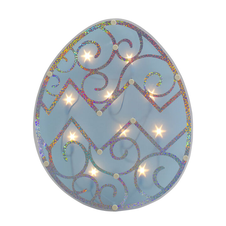 12" Lighted Blue Easter Egg Window Silhouette Decoration