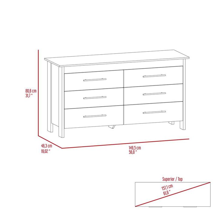 Luxor 6 Drawer Double Dresser